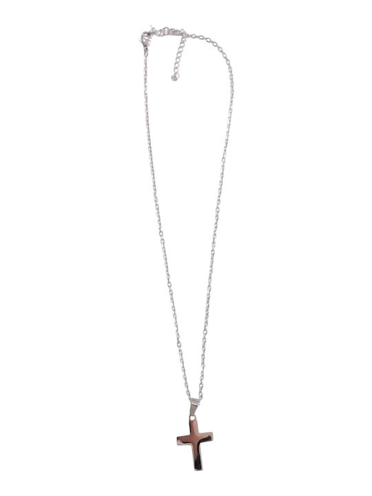 Kalliopi Silver Crucifix Pentru Bărbați Din Oțel Cu Lanț