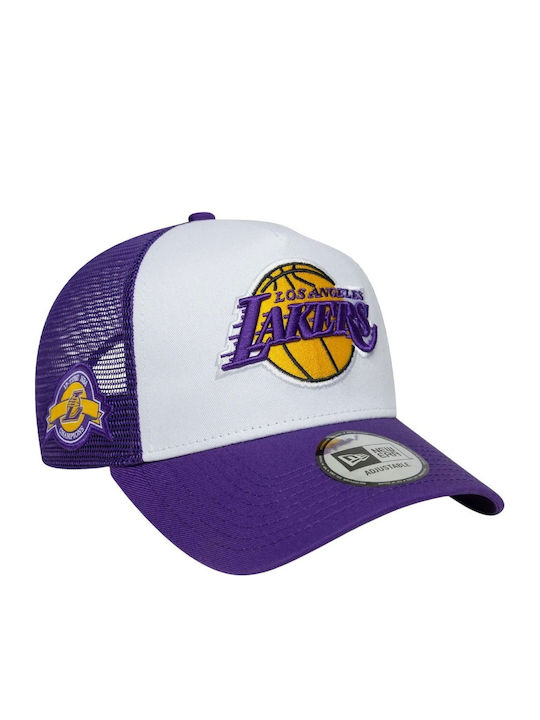 New Era Nba La Lakers Side Patch Adj Trucker Cap Purple