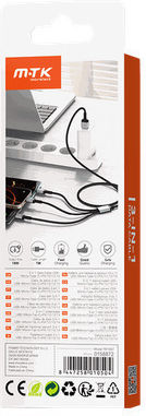 Moveteck Geflochten USB zu Blitzschlag / Typ-C,TC-TC / Micro-USB Kabel Schwarz 1m (463.010504)