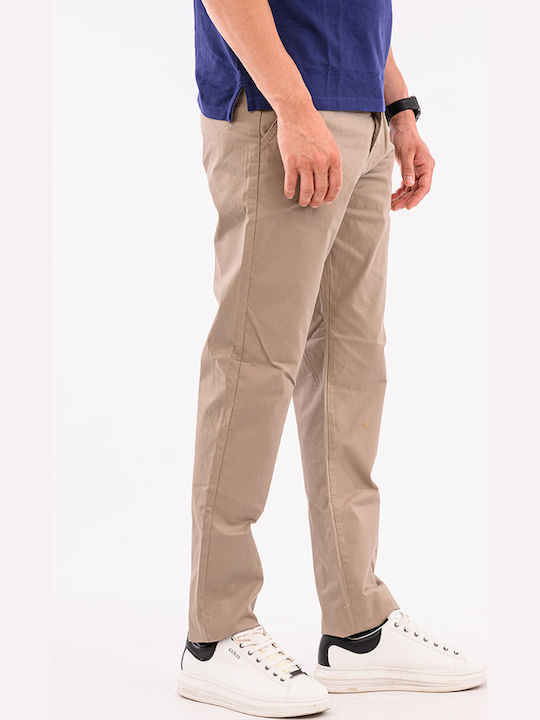 Ανδρικό Παντελόνι Chino Ελαστικό με Ίσια Γραμμή Camel