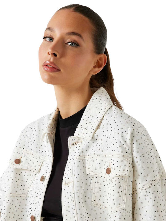 Women's Short Jean Jacket for Winter White