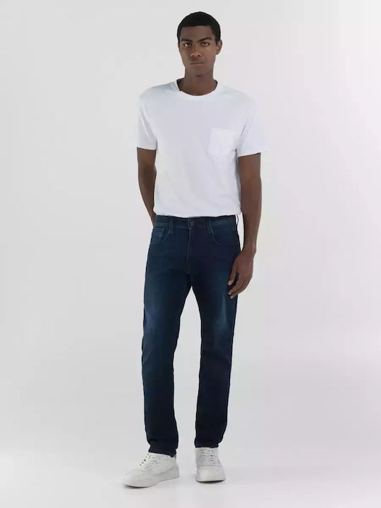Anbass Men's Jeans Pants Elastic with Slim Fit Dark Blue