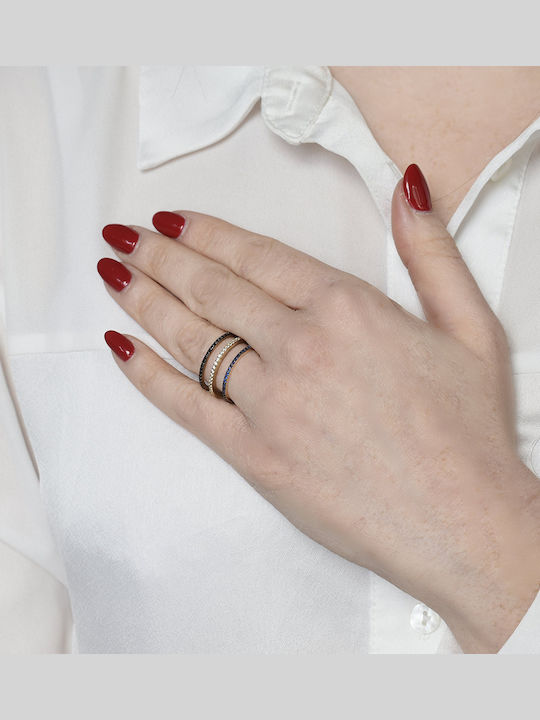Antwnakakis Ring with Zircon made of White gold 14K