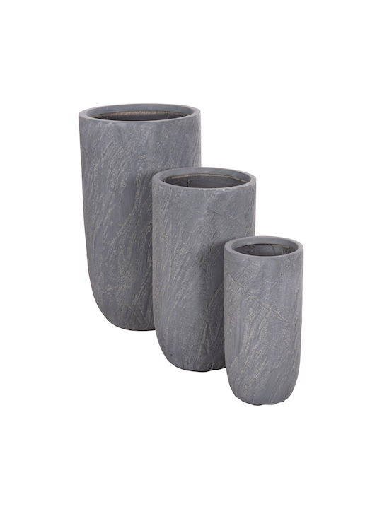 HomeMarkt Σετ 3 Γλάστρες Μεταλλικές Cement