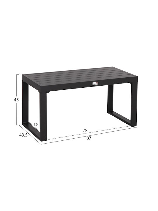 Sentry Auxiliary Outdoor Free Standing Aluminum Table Dark Grey 87x43xcm