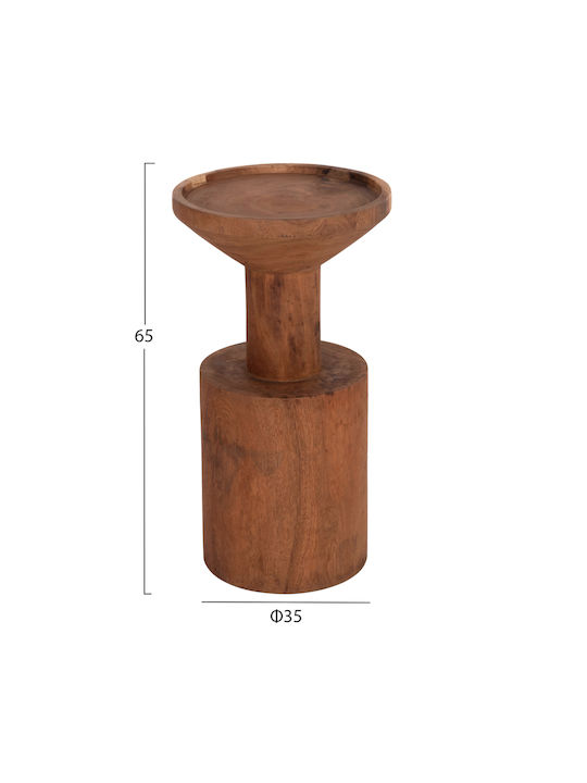 Round Side Table Bermal Made of Solid Wood Natural M35xL35xH65cm