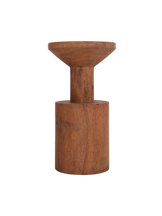 Round Side Table Bermal Made of Solid Wood Natural M35xL35xH65cm