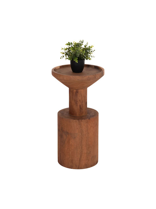 Round Side Table Bermal Made of Solid Wood Natural M35xL35xH65cm