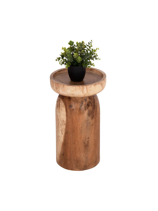 Round Side Coffee Table Loki Made of Solid Wood Natural W30xL30xH50cm