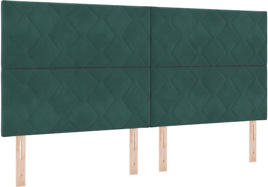 vidaXL Табла за легло Текстил Dark Green 200см