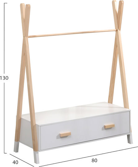HomeMarkt Paschal Παιδική Κρεμάστρα Πολλαπλών Θέσεων Ξύλινη Λευκή 80x40x130εκ.