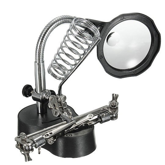 Suport Pistol de Lipit Uudeals cu Lupa LED Brațe Reglabile Negru 170x160x140 mm