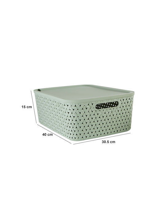5Five Storage Basket Plastic with Lid Green 15lt 1pcs