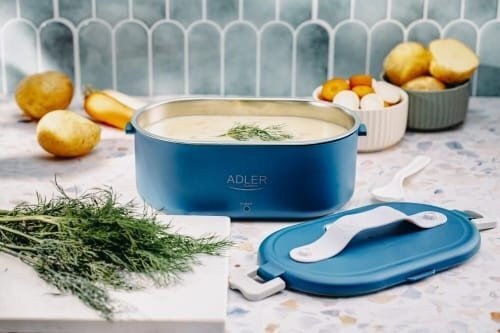 Adler Electric Lunch Box Inox Thermo Grey With Compartments 800ml