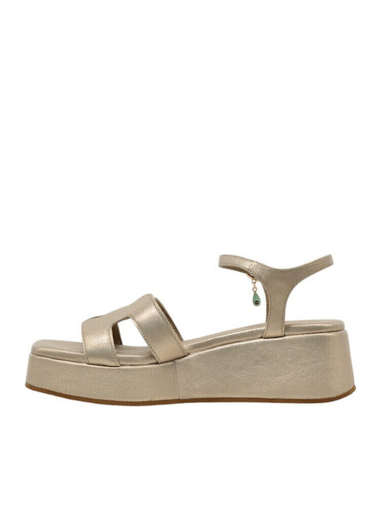 Women's Leather Platform Shoes Gold