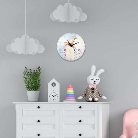 Handmade Wooden Wall Clock Giraffe 1 Τεμ