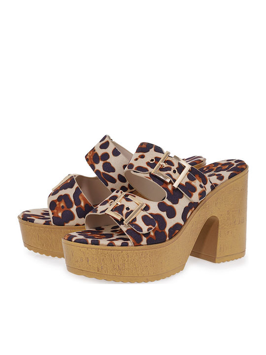 Mules με Ψηλό Τακούνι Leopard