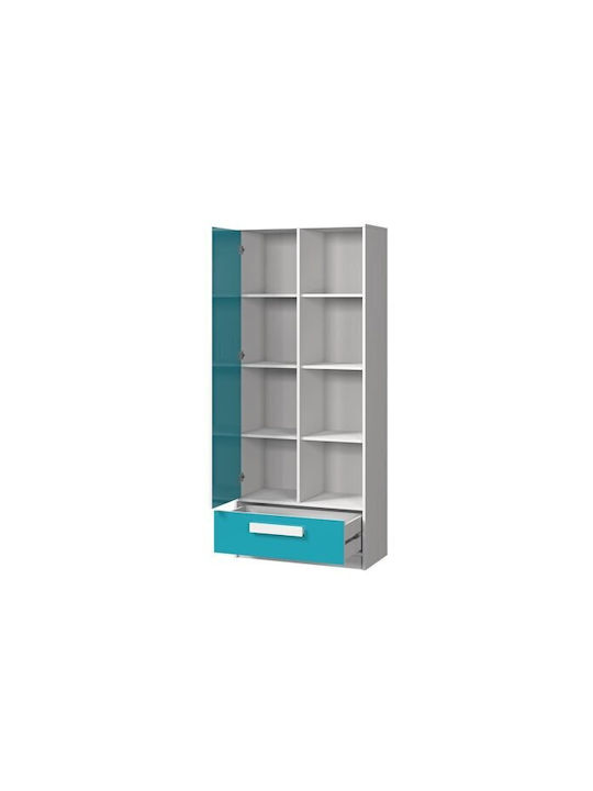 Bookcase Merevari 104 White, Glossy Turquoise 80x40x191cm