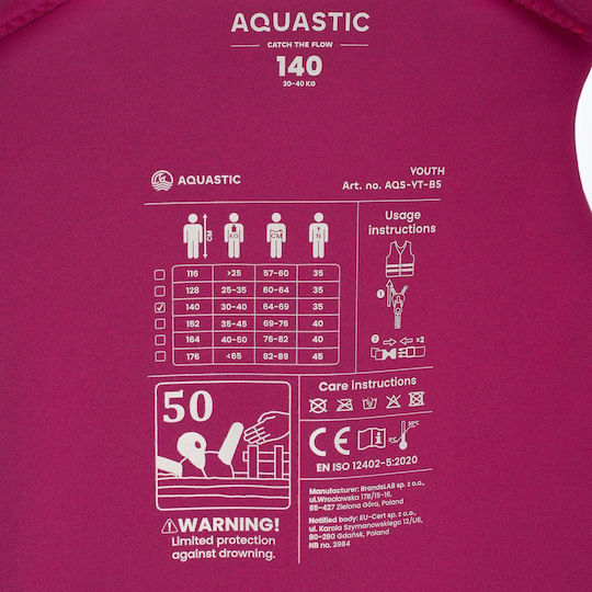 Aquastic Jugend 50N Neopren Kinder-Schwimmweste Pink Größe 152cm