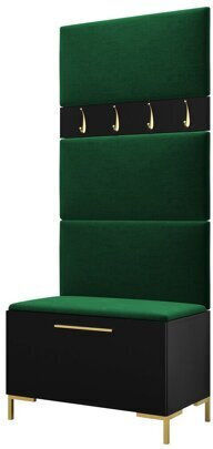 Tivsoa 102 Eingangsmöbel mit Spiegel & Garderobe Black Velvet-Black Metal 84x46x196cm