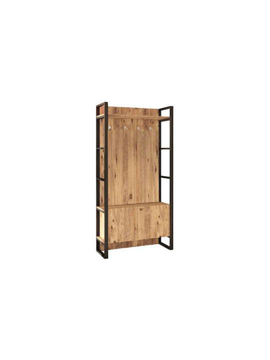 Kailua 538 Eingangsmöbel mit Spiegel Πεύκο, Μαύρο 40x90x34cm