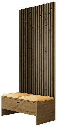 Hartford 321 Entry Furniture with Mirror Μαύρο, Artisan Βελανιδιά 85x44x206cm
