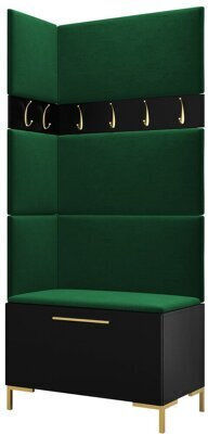 Tivsoa 103 Eingangsmöbel mit Spiegel & Garderobe Black Velvet-Black Metal 84x46x196cm