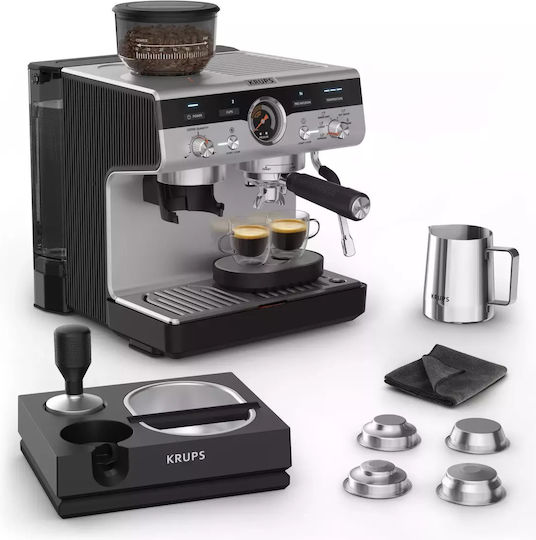 Krups 1380W Налягане 15бар с мелачка Кафява XP804T