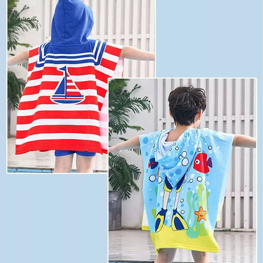 Poncho de plajă pentru copii Albastru