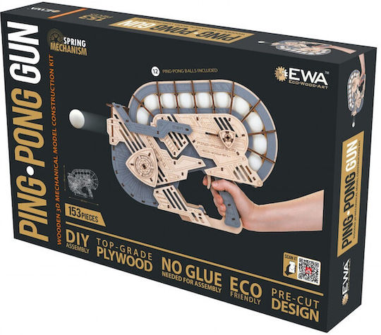 Ewa Wooden Construction Toy Ping-Pong Gun for Children 14+ years old+ Years
