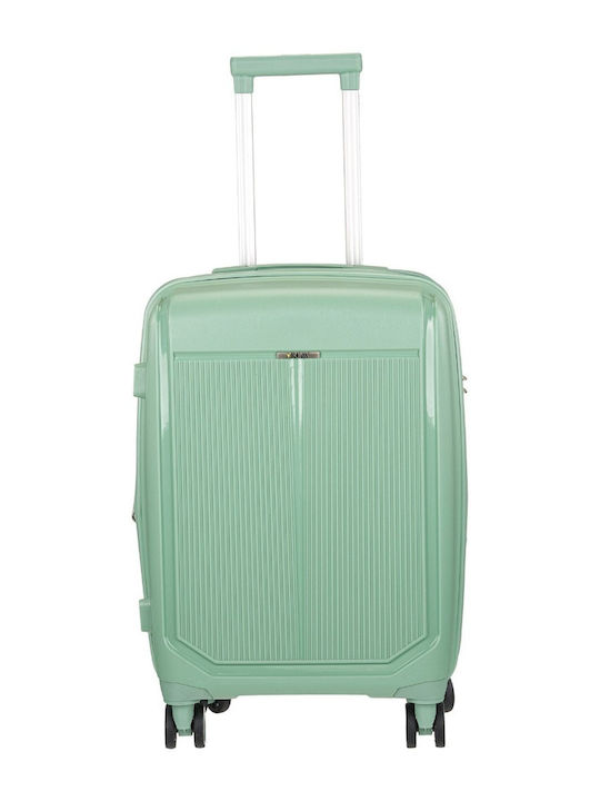 RCM Cabin Hard Travel Suitcase Green Pink with 4 Wheels