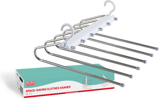 Set of 2 Space-Saving Closet Hangers with 6 Slots 8720604887228 Umuzi Cleaning