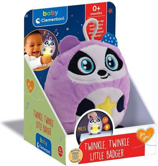Baby Clementoni Animăluț Twinkle Twinkle Little Badger Din Țesătură Cu Lumină și Sunete Pentru Nou-Născuți