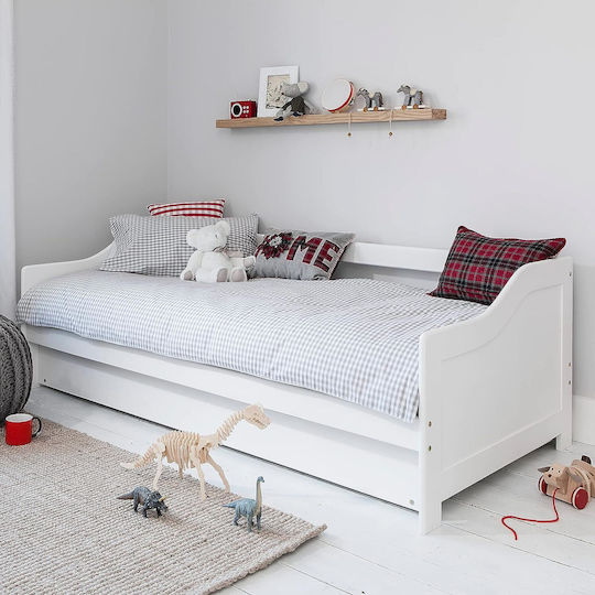 Traddy Single Sofa Bed Made of Solid Wood White with Slats for Mattress 90x190cm Traddy Single Sofa Bed Made of Solid Wood White with Slats for Mattress 90x190cm