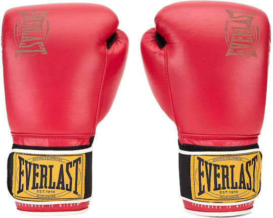 Everlast 1910 Classic Training Mănuși de Box din Piele pentru Competiție Roșii