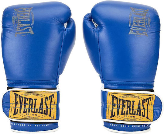 Everlast 1910 Boxing Gloves Leather for Match Blue