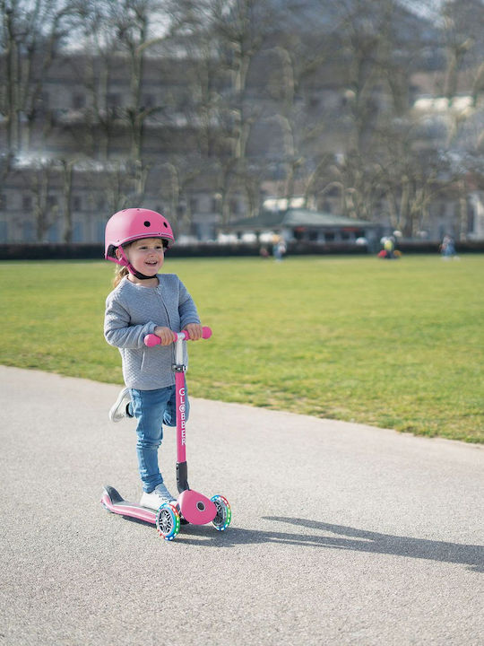 Globber Elite Lights Kids' Helmet for City Bike Pink with LED Light