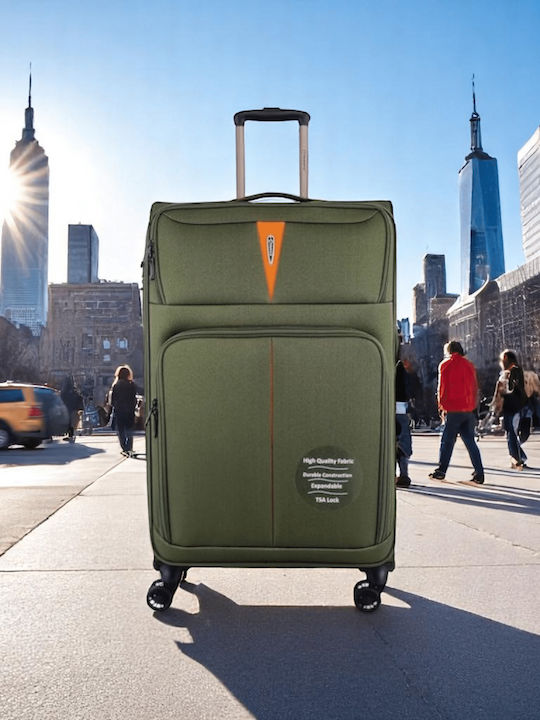 Diplomat Venice Large Travel Suitcase Fabric Green with 4 Wheels Height 79cm 6101-L