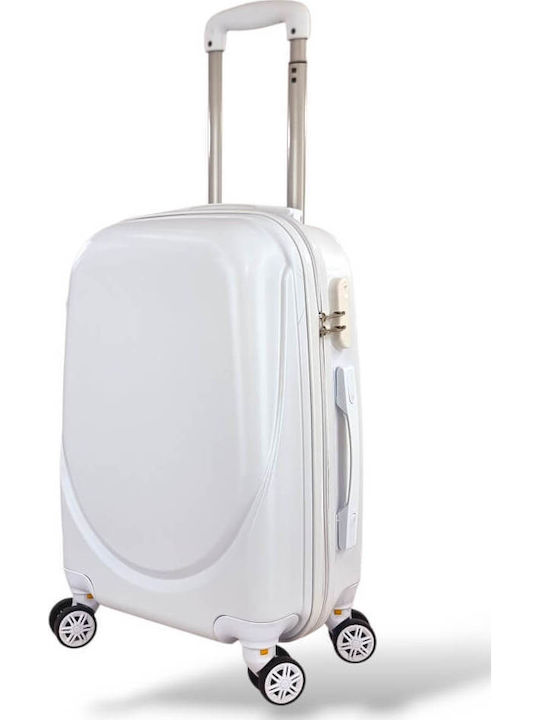 Playbags Кабинен Твърд Куфар За Пътуване Бял С 4 Колела Височина 55см