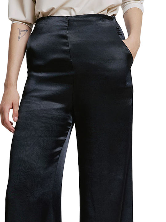 Femei Talie înaltă Din material textil Pantaloni cu Croială Largă Black