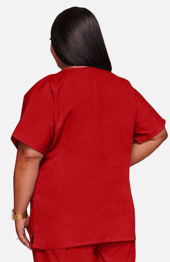 Cherokee Women's Red Medical Blouse Cotton and Polyester