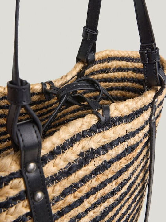 Tote Collection Ψάθινη Γυναικεία Τσάντα Tote Χειρός Μαύρη