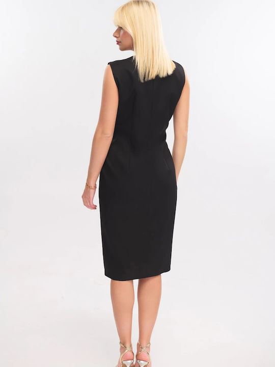 Midi Abendkleid Schwarz 05-9003-Schwarz