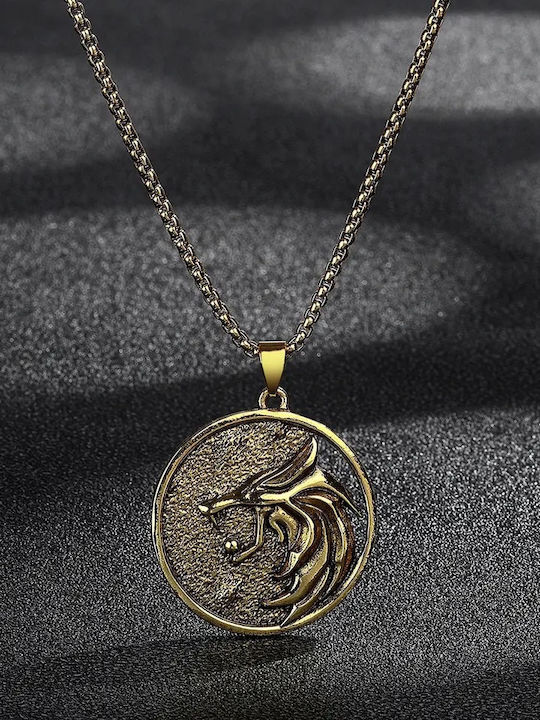 Hanging Necklace Wolf Witcher Gold Shade Witcher Logo Gold Shade Necklace Wolf Molfs