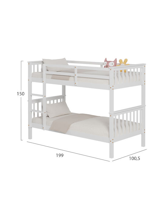 Lantai Pat pentru Copii Cușeta Single Alb pentru Saltea 90x190cm