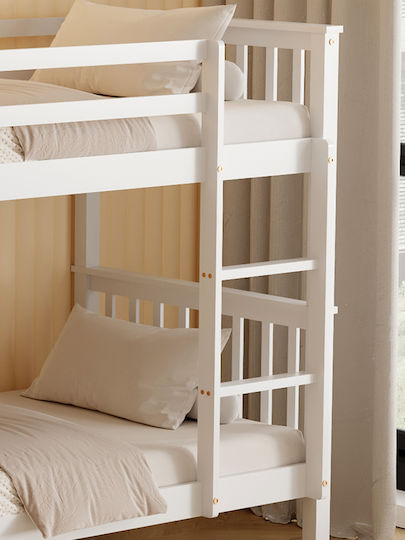 Lantai Kids Bed Bunk Single White for Mattress 90x190cm