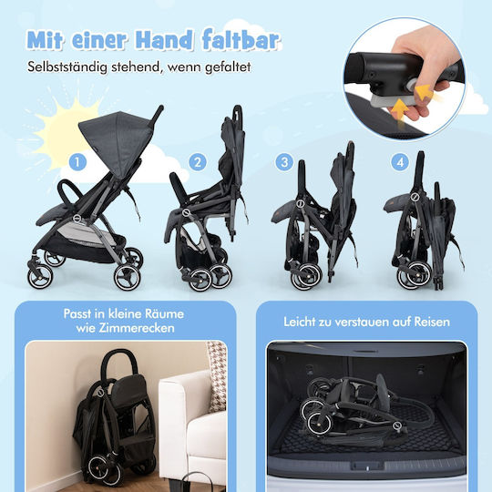 Costway Baby Stroller Suitable for Newborn Black 15kg