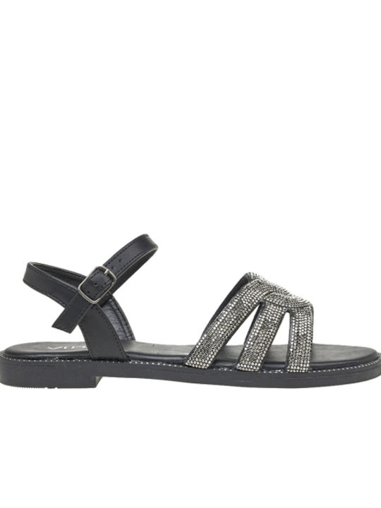 Women's Flat Sandals in Black Color
