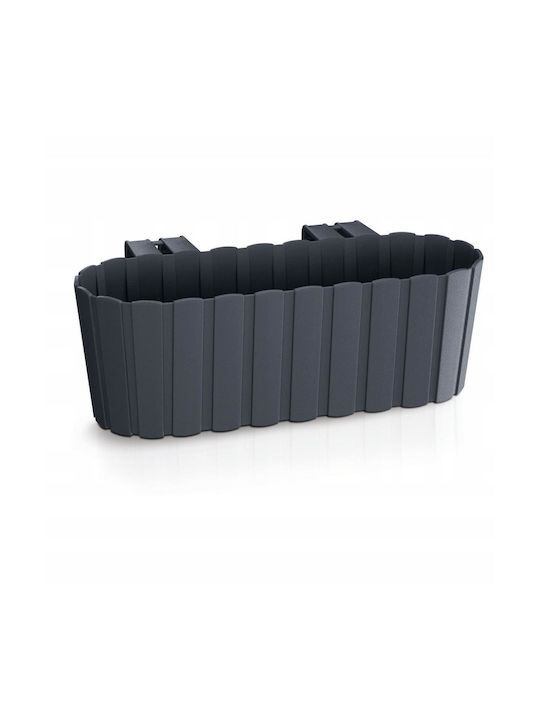Set 4 Decorative Planters Plastic Stand Anthracite 4.9 L 38.3x21.2x13 Cm Boardee Hook