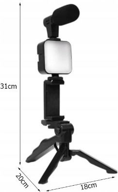 Verk Group Cell Phone Tripod Bluetooth With Black Lighting